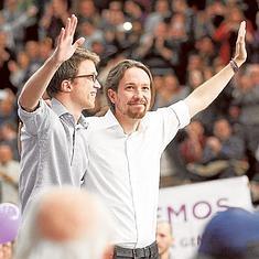 Errejón e Iglesias, en el mitin de Valencia.