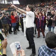 Pablo Iglesias, el pasado domingo, en Valencia. :: jesús signes