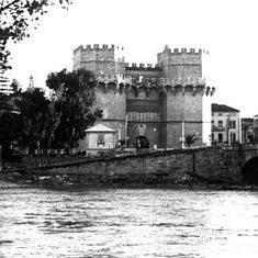 Inicio de la crecida del río Turia en septiembre de 1949.
