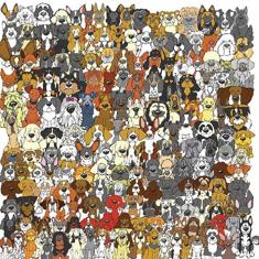 Hay un panda entre todos estos perros