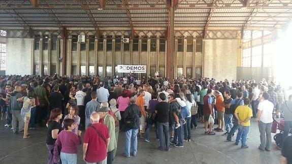 La asamblea celebrada esta tarde por Podemos en Valencia.