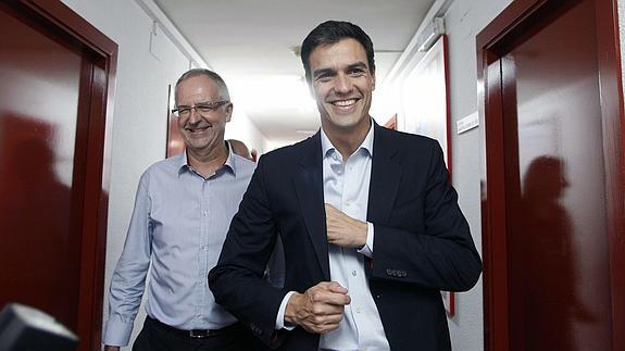 El aspirante a la Secretaría general del PSOE Pedro Sánchez, en Valencia.