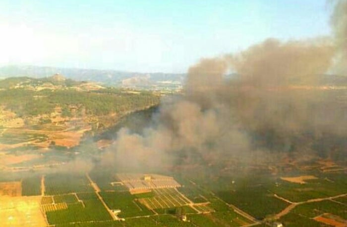 Se retiran los medios aéreos del incendio forestal de Sellent