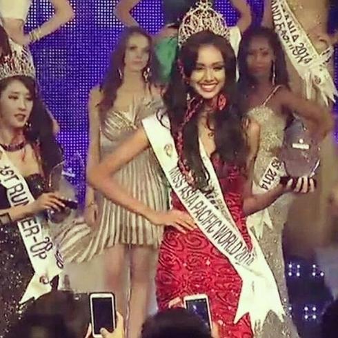 May Myat Noe el día de su coronación como Miss Asia Pacífico 2014.