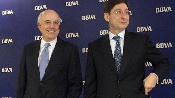 José Ignacio Goirigolzarri, presidente de Bankia, junto a Francisco González, presidente de BBVA. 