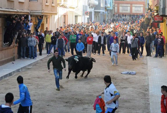 Las calles de Sagunto congregan a multitud de aficionados al reclamo de un atractivo cartel. :: rullotImponente la estampa del toro de Lagunajanda
que se correrá el día 17. 
