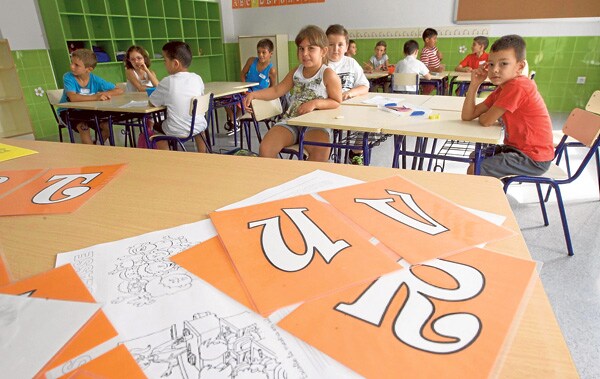 Alumnos de un colegio de Infantil y Primaria de Valencia durante una clase.