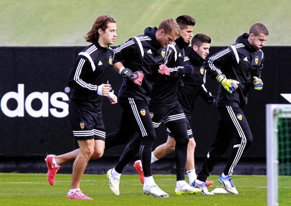 Orban, Yoel, Cancelo, Gayà y Jaume, ayer en Paterna.