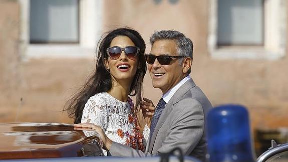 George Clooney y Amal Alamuddin, en Venecia. 