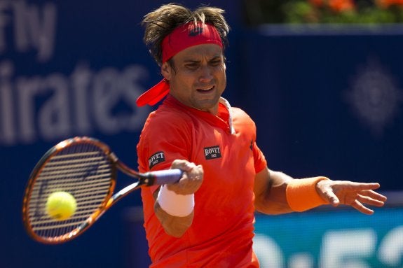 David Ferrer, durante su partido de ayer en el Godó.