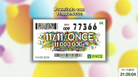 11 del 11 de la ONCE. Número premiado del Sorteo Extraordinario de la ONCE del miércoles 11 de noviembre