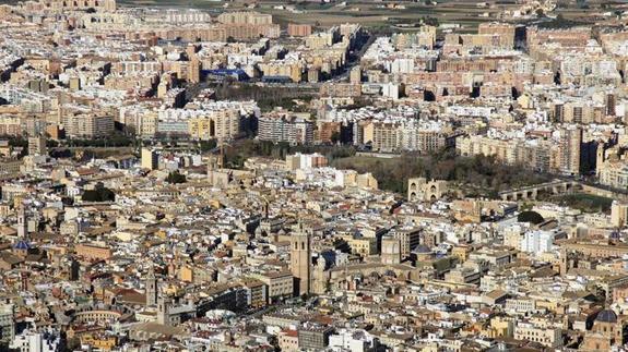 Vista aérea de Valencia desde la zona sur de la ciudad.