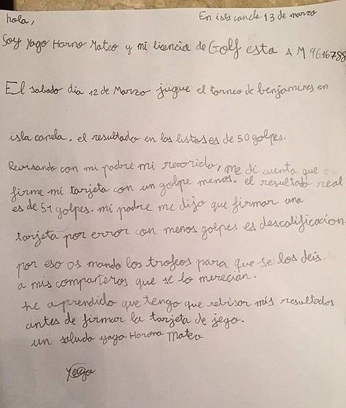 La carta escrita por Yago.