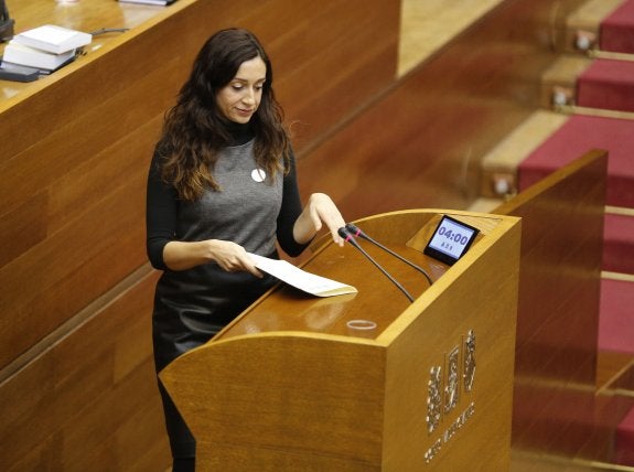 La diputada de Compromís Isaura Navarro, durante un pleno de Les Corts. :: jesús signes