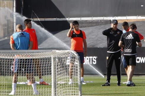 Enzo, en el entrenamiento de este miércoles. :: irene marsilla