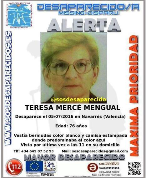 Desaparecida una mujer de 76 años en Navarrés
