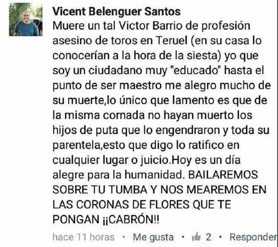 Comentario de Vicent Belenguer Santos en Facebook.