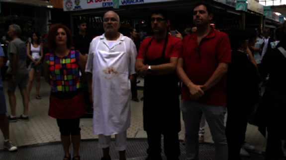 Comerciantes protestan en el mercado Central. 