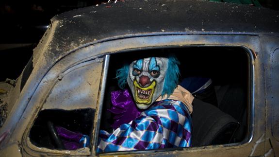 Un 'payaso diabólico' fotografiado en la fiesta de Halloween de 2014 en Ciudad de México.