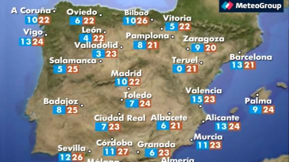 El tiempo en la Comunitat | Cielos poco nubosos y descenso de la temperatura en el interior