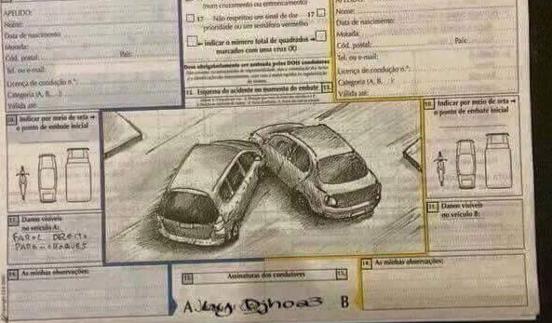 Un parte de accidente de tráfico con arte