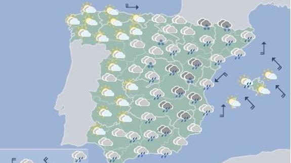 Previsión meteorologíca para este martes.