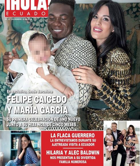 La valenciana María García, mujer de Felipe Caicedo, portada de '¡Hola!' Ecuador