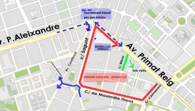 Calles cortadas en Valencia por la bendición de animales de San Antonio Abad