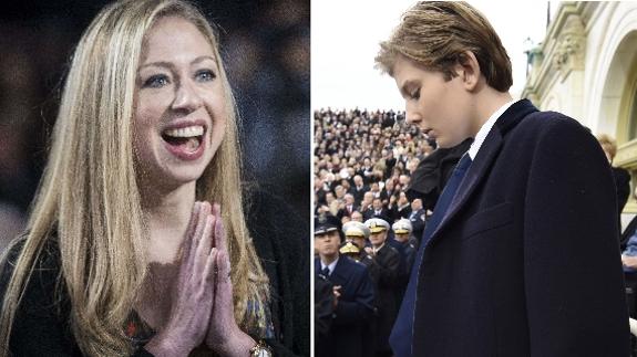 Chelsea Clinton y Barron Trump.