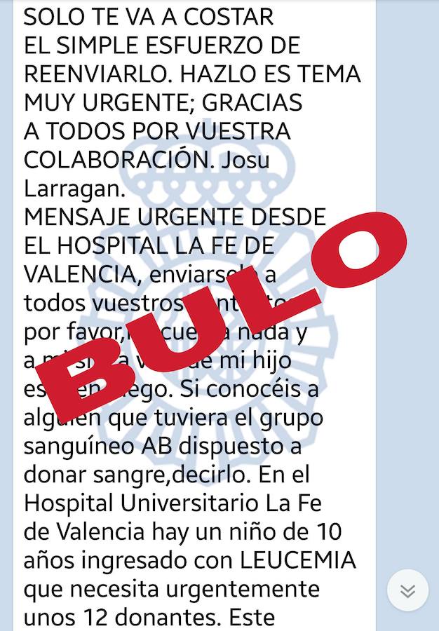 La policía insiste en desmentir el bulo sobre el niño ingresado con leucemia en La Fe de Valencia