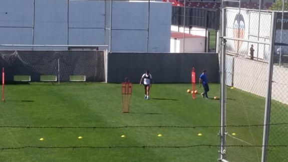 Luis Nani, entrenándose este viernes en la Ciudad Deportiva.