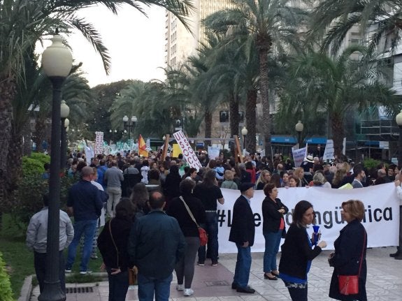Imagen de la concentración de ayer en Alicante. :: lp