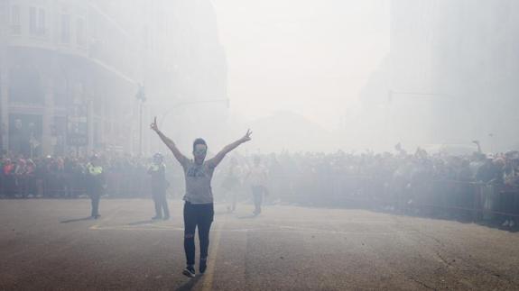 Una imagen de una mascletà de las Fallas 2017.