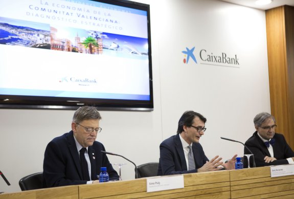 El presidente Puig, en un acto organizado por CaixaBank. 