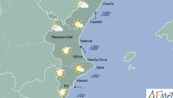 El tiempo en Valencia, Alicante y Castellón: Posibilidad de algún chubasco en interior norte y temperaturas en ascenso