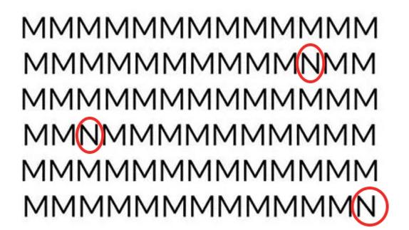 Solución | ¿Cuánto tardas en distinguir la letra diferente?