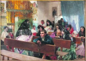 La obra. 'El Bautizo' de Joaquín Sorolla se vendió, ayer, por casi un millón de euros en Londres. ::                             LP