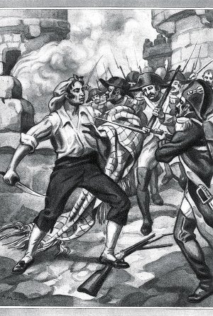 Grabado de 1930 que representa una escena de guerrillas. ::
LP