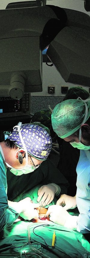 Dos médicos practican una intervención quirúrgica. ::                             LP