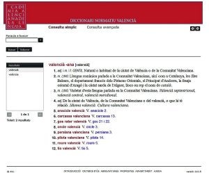 Captura de la definición de valenciano que aparece en el enlace al Diccionari de la página web de la AVL. ::
LP0