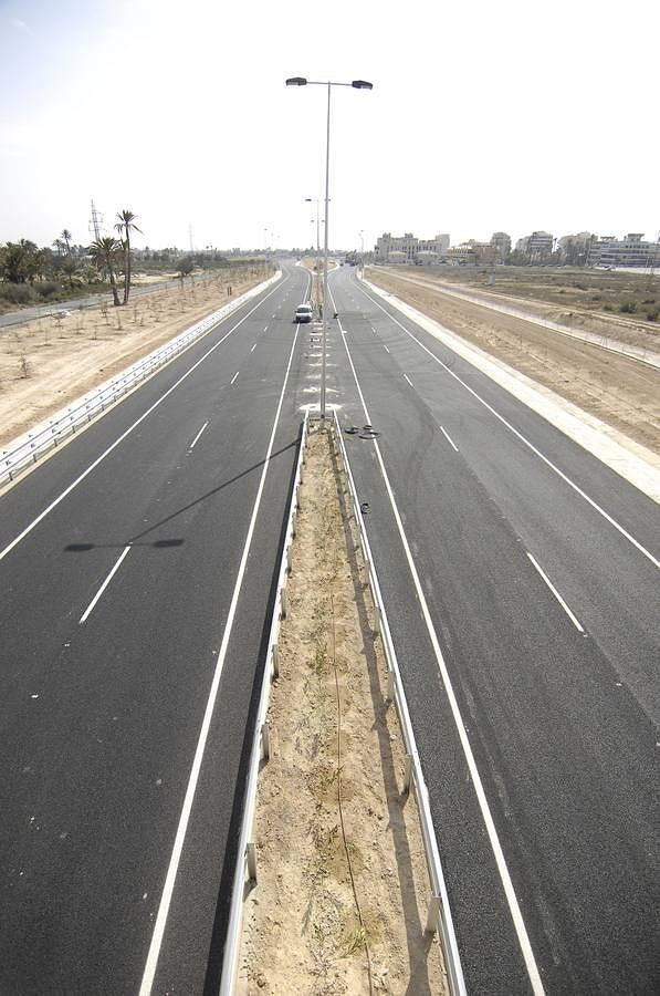 Obras en la carretera de la Ronda Sur de Elche