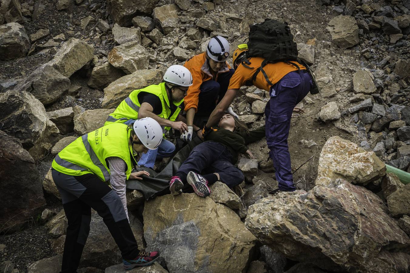 Simulacro en la cantera de Cox