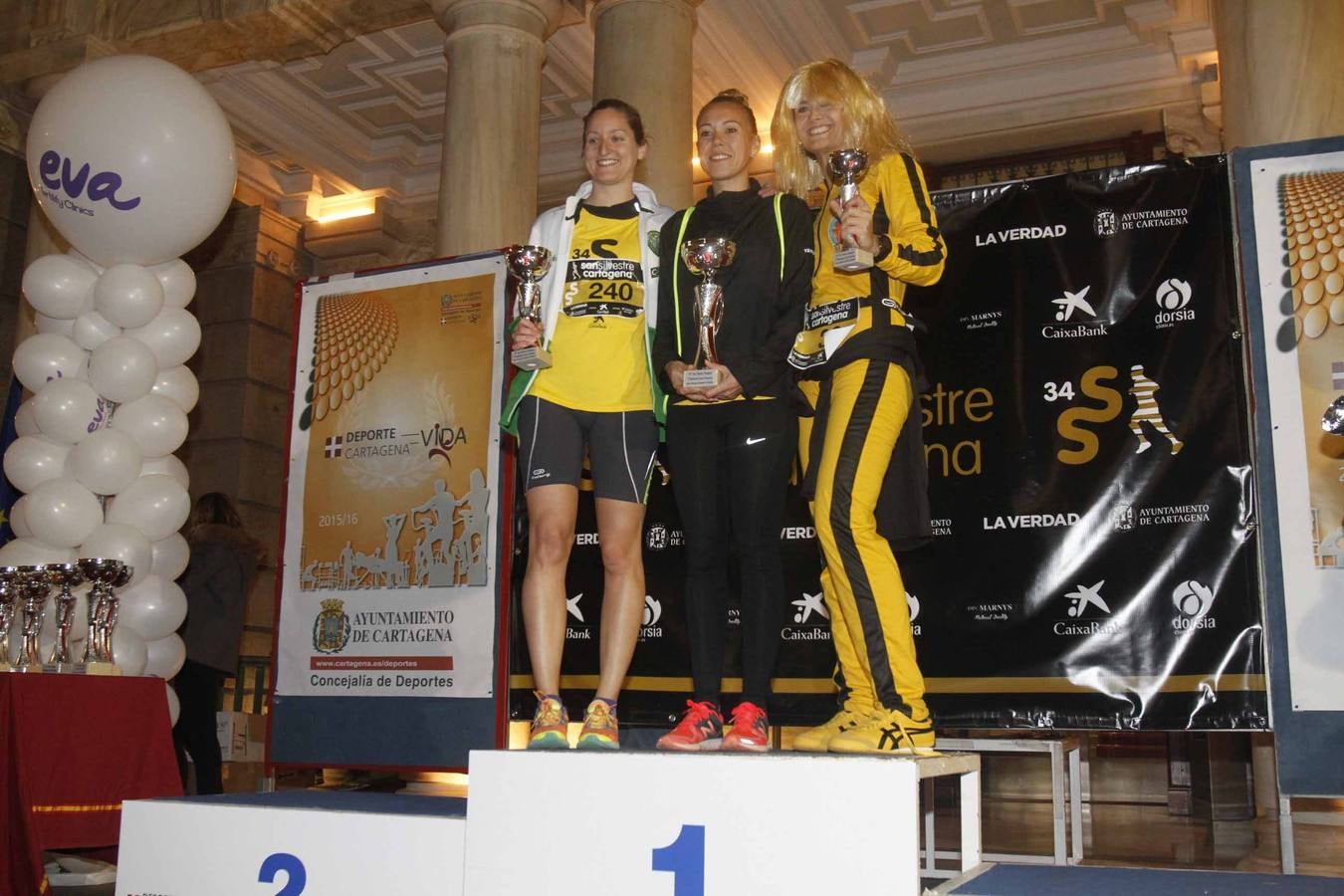 Podium de la San Silvestre de Cartagena 2015