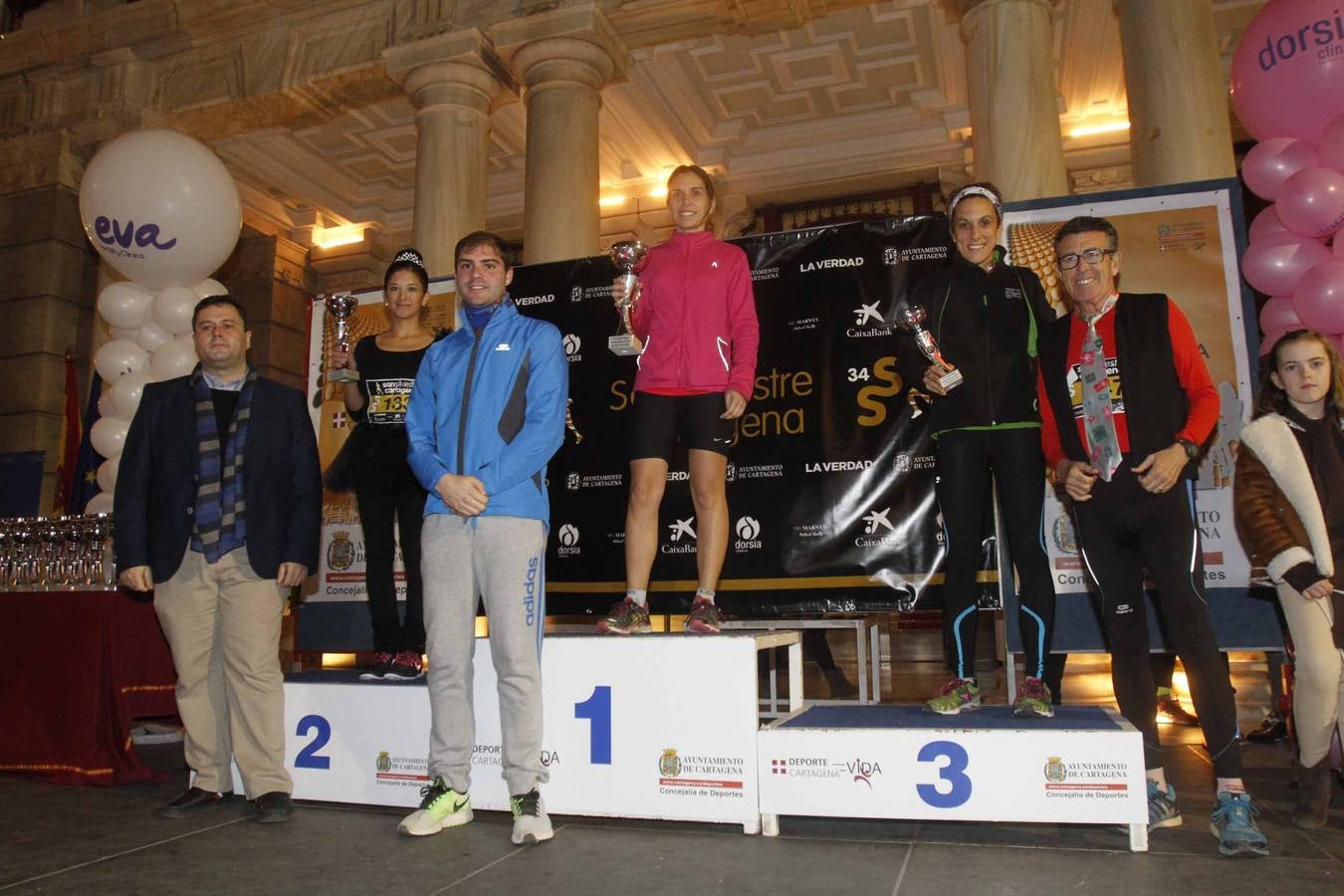 Podium de la San Silvestre de Cartagena 2015