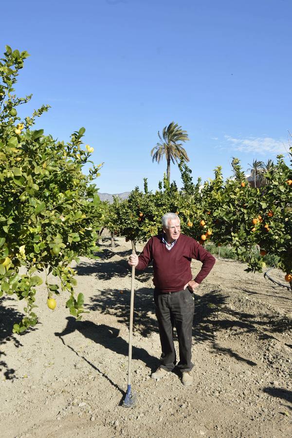 Tomás posa en su huerto, donde realiza trabajos.