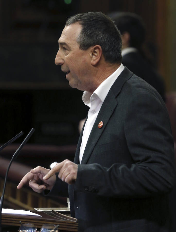 El portavoz de Compromís, Joan Baldoví, durante su intervención en la sesión de la tarde.