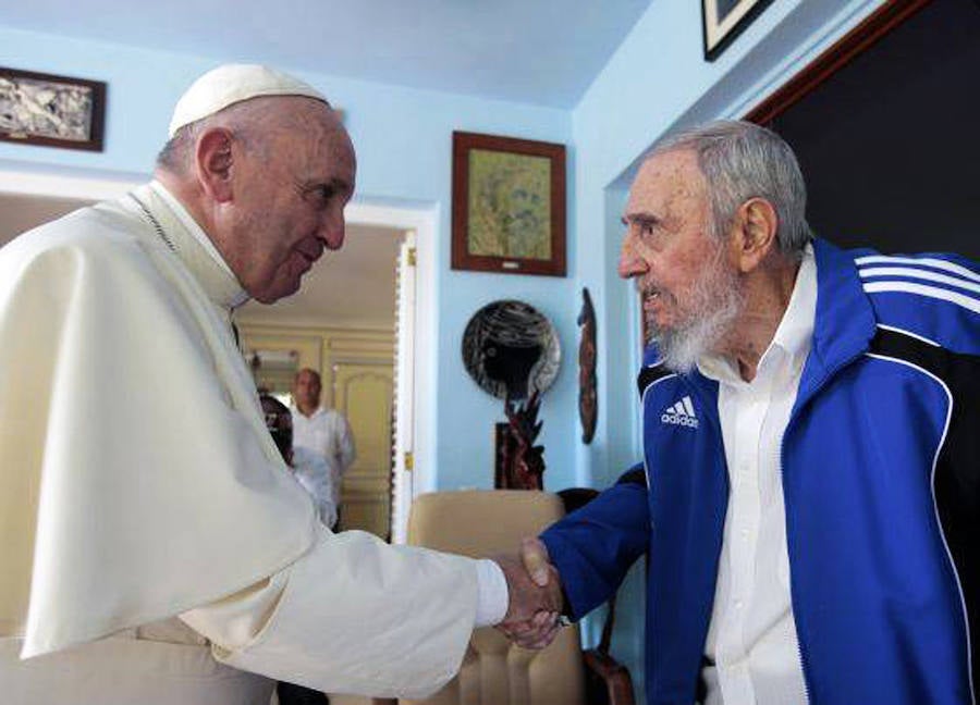 Encuentro que el papa Francisco y el expresidente cubano Fidel Castro tuvieron en 2015.