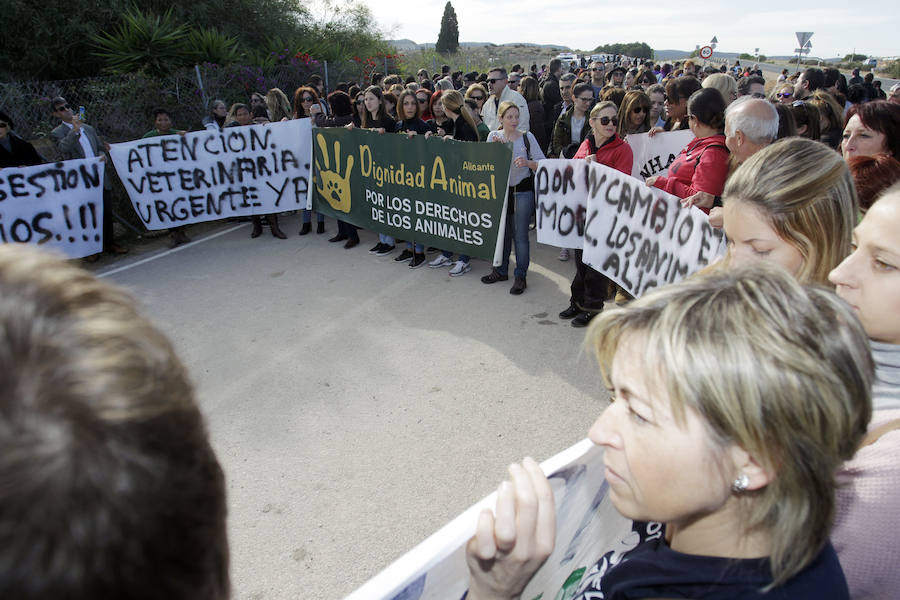Protesta animalista en la Protectora de Bacarot