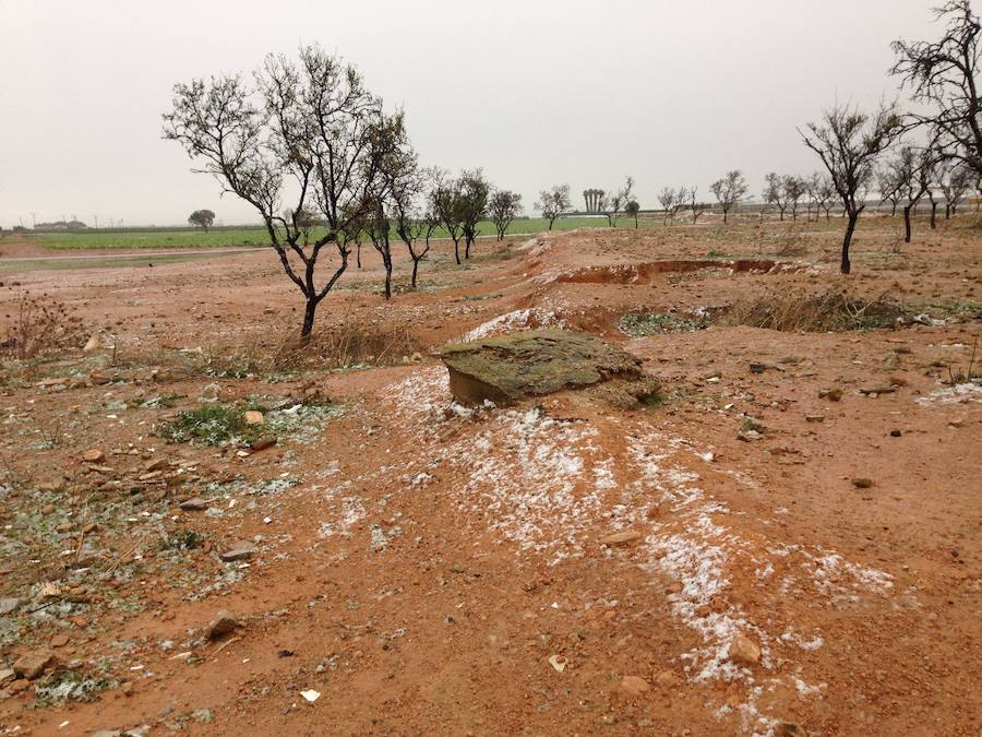 Algunos copos de nieve en el Mirador de San Javier.