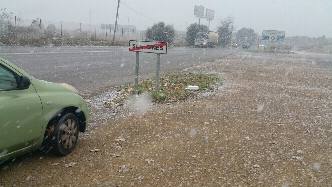 Nieve en una carretera de Alcantarilla.